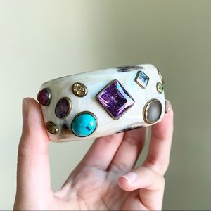 Ashley Pittman Multi-gemstone designer cuff - repurposed cowhorn jewelry
